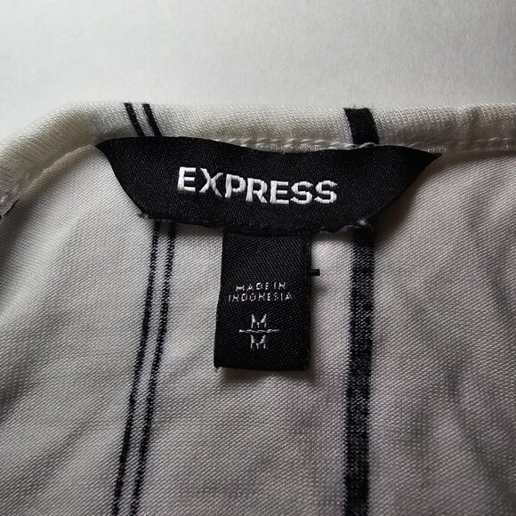 Express Striped High Low Strappy Dress Ruffle Detail Cutout Boho White Summer M - Picture 6 of 13